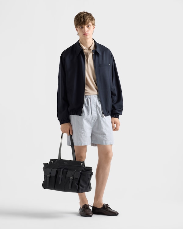 Prada Route canvas and leather tote bag - Black Prada Route canvas and leather tote bag - Black
