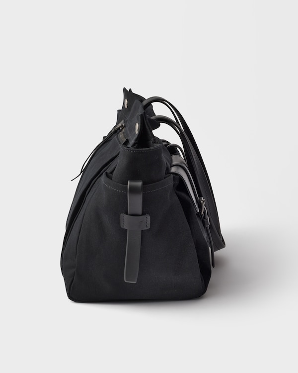 Prada Route canvas and leather tote bag - Black Prada Route canvas and leather tote bag - Black