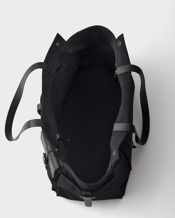 Prada Route canvas and leather tote bag - Black Prada Route canvas and leather tote bag - Black