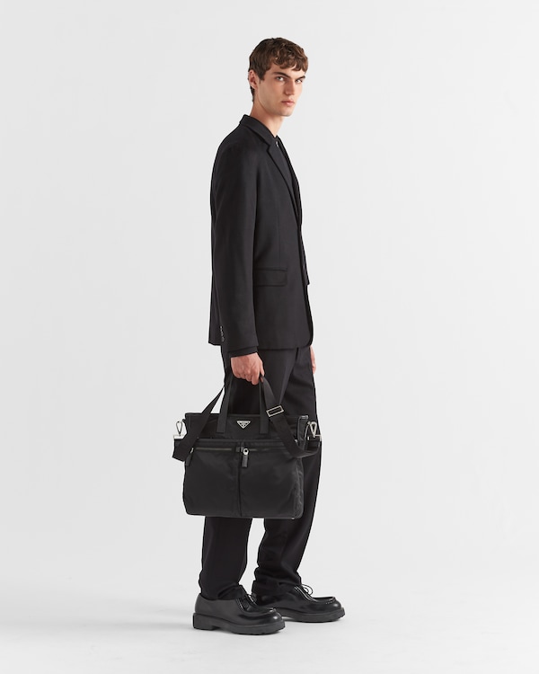 Re-Nylon and Saffiano leather tote bag - Black Re-Nylon and Saffiano leather tote bag - Black