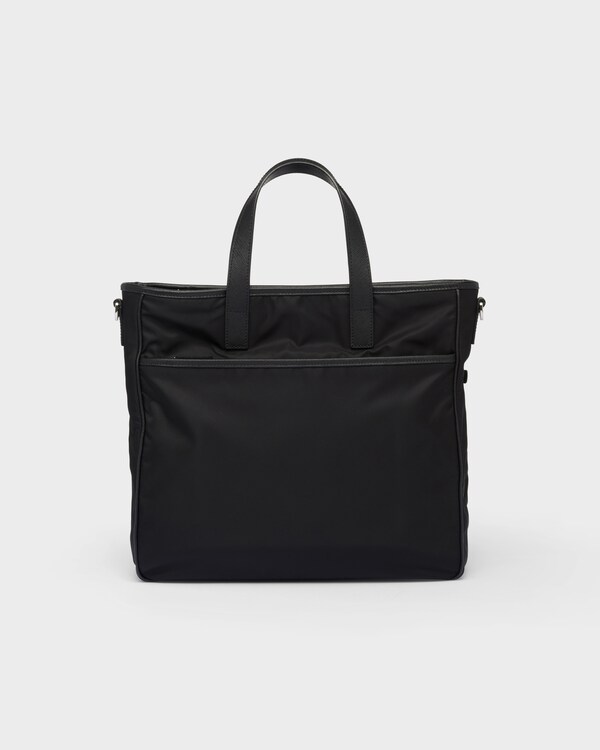 Re-Nylon and Saffiano leather tote bag - Black Re-Nylon and Saffiano leather tote bag - Black