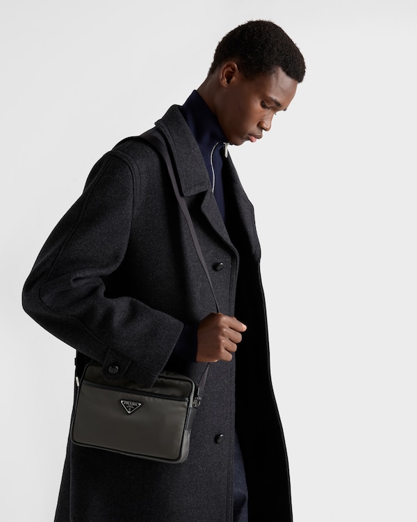 Re-Nylon and Saffiano shoulder bag - Forest Green Re-Nylon and Saffiano shoulder bag - Forest Green
