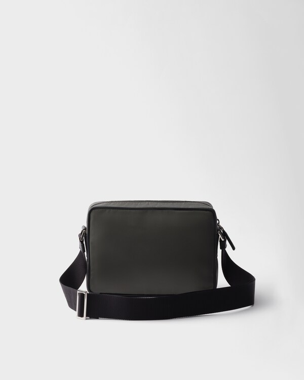 Re-Nylon and Saffiano shoulder bag - Forest Green Re-Nylon and Saffiano shoulder bag - Forest Green