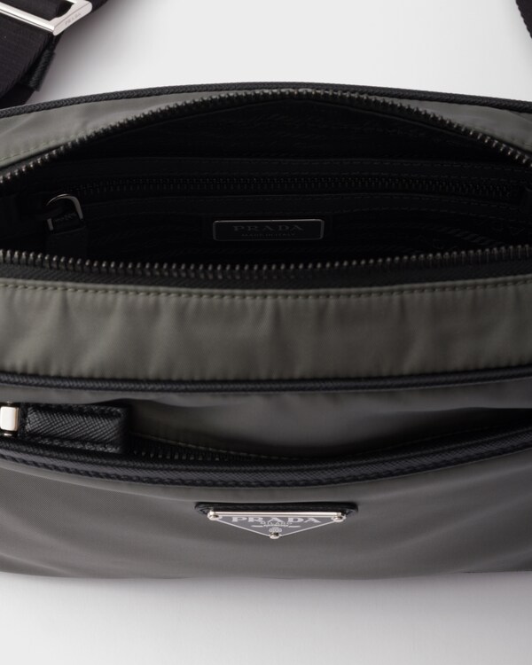 Re-Nylon and Saffiano shoulder bag - Forest Green Re-Nylon and Saffiano shoulder bag - Forest Green