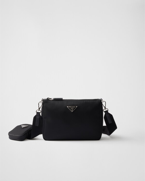 Re-Nylon and Saffiano leather shoulder bag - Black Re-Nylon and Saffiano leather shoulder bag - Black