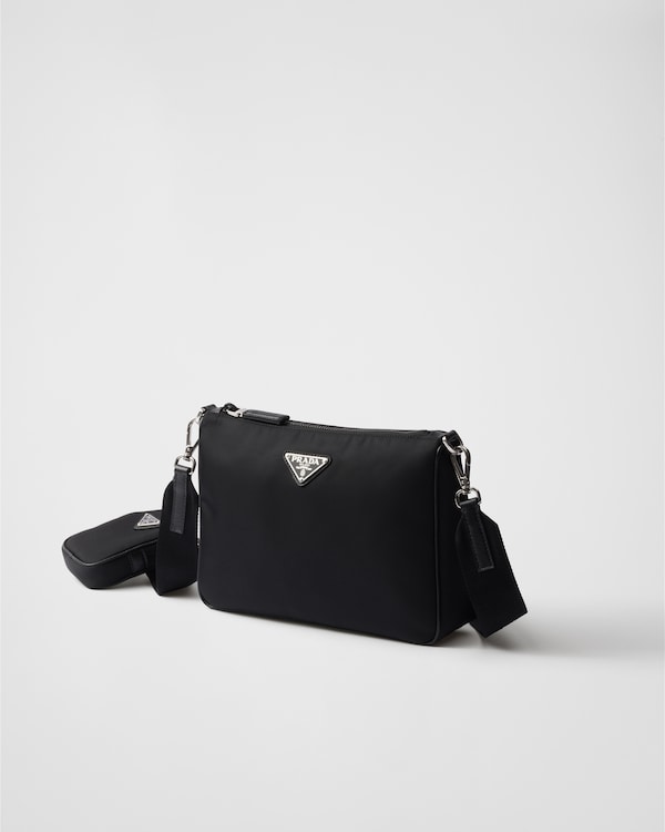 Re-Nylon and Saffiano leather shoulder bag - Black Re-Nylon and Saffiano leather shoulder bag - Black