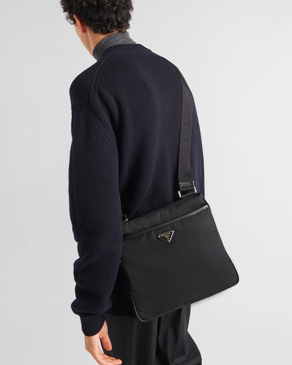 Re-Nylon and Saffiano shoulder bag - Black Re-Nylon and Saffiano shoulder bag - Black