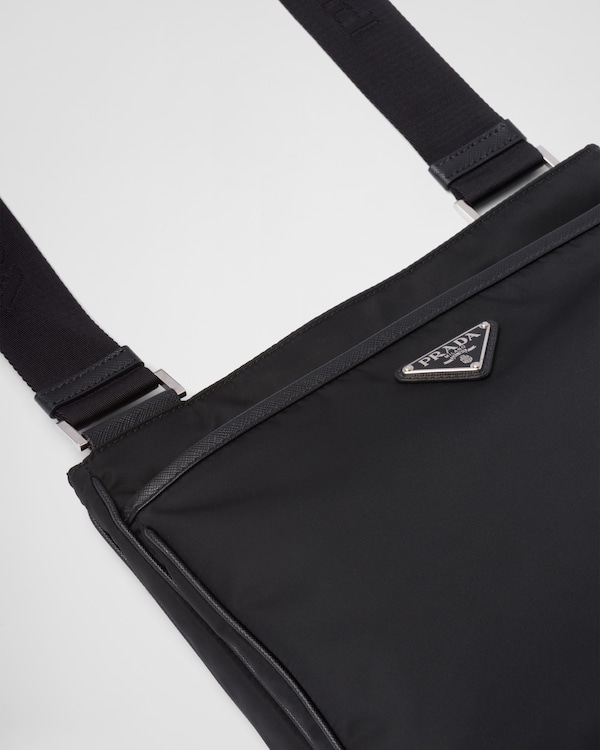 Re-Nylon and Saffiano shoulder bag - Black Re-Nylon and Saffiano shoulder bag - Black