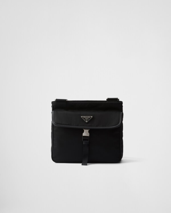 Re-Nylon and Saffiano leather shoulder bag - Black Re-Nylon and Saffiano leather shoulder bag - Black