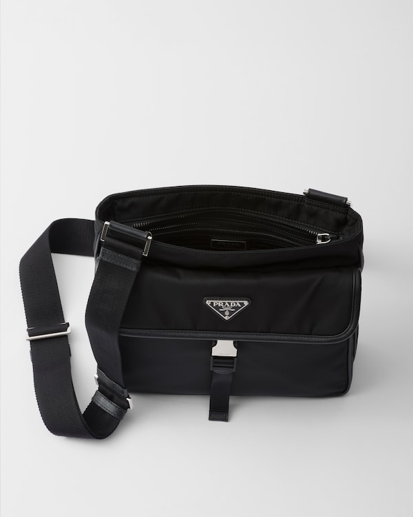 Re-Nylon and Saffiano leather shoulder bag - Black Re-Nylon and Saffiano leather shoulder bag - Black