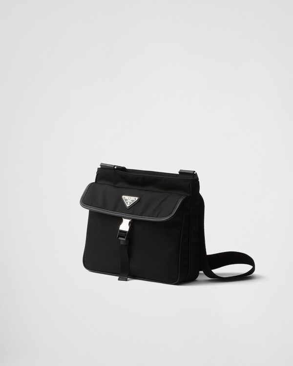 Re-Nylon and Saffiano leather shoulder bag - Black Re-Nylon and Saffiano leather shoulder bag - Black