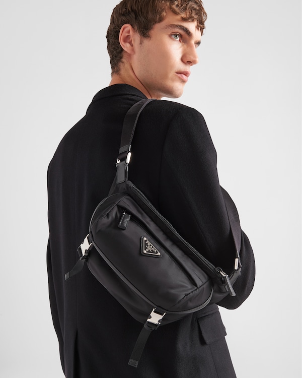 Re-Nylon and Saffiano leather shoulder bag - Black Re-Nylon and Saffiano leather shoulder bag - Black
