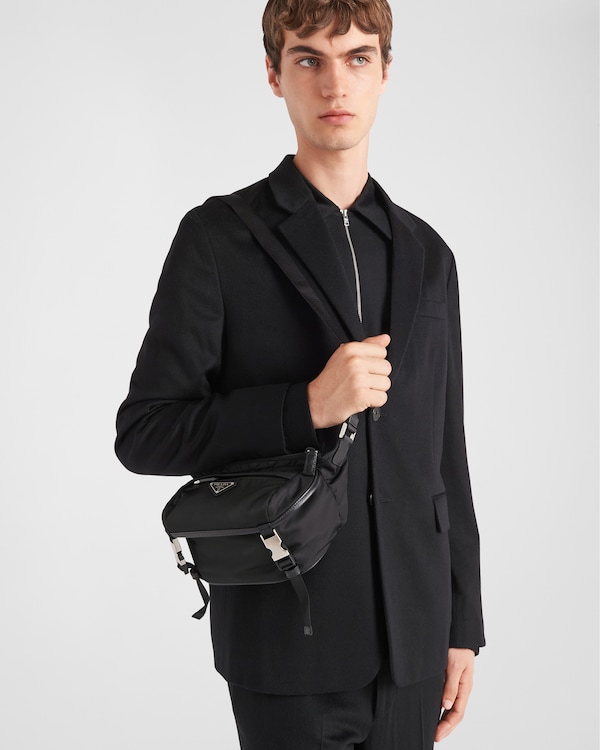 Re-Nylon and Saffiano leather shoulder bag - Black Re-Nylon and Saffiano leather shoulder bag - Black