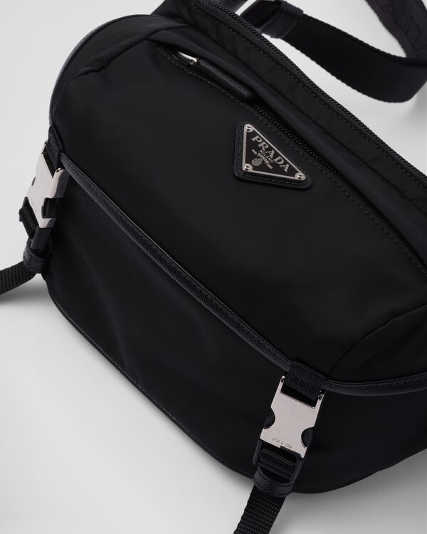 Re-Nylon and Saffiano leather shoulder bag - Black Re-Nylon and Saffiano leather shoulder bag - Black