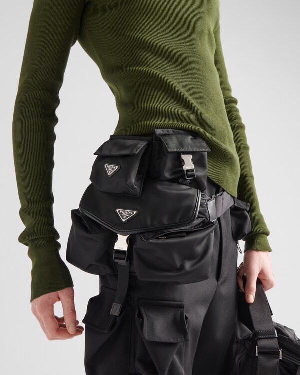 Re-Nylon and leather shoulder bag - Black Re-Nylon and leather shoulder bag - Black