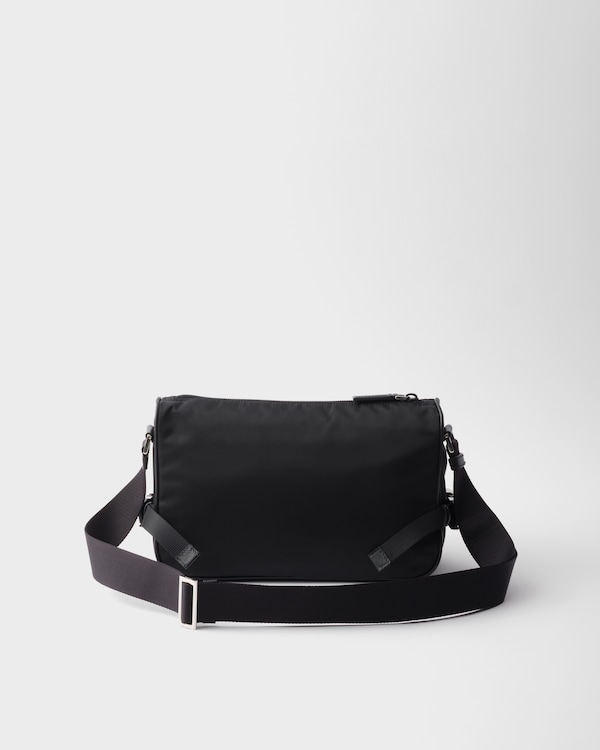 中号Re-Nylon与Saffiano皮革单肩包 - 黑色 中号Re-Nylon与Saffiano皮革单肩包 - 黑色