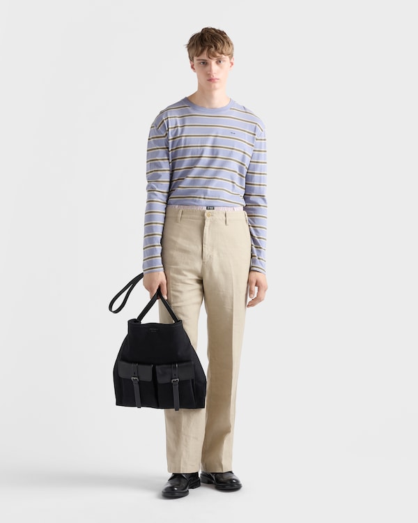 Prada Route 帆布和皮革单肩包 - 黑色 Prada Route 帆布和皮革单肩包 - 黑色