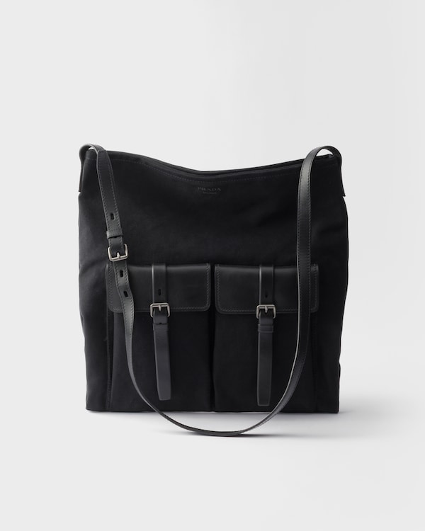 Prada Route 帆布和皮革单肩包 - 黑色 Prada Route 帆布和皮革单肩包 - 黑色