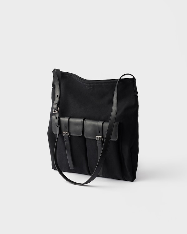 Prada Route 帆布和皮革单肩包 - 黑色 Prada Route 帆布和皮革单肩包 - 黑色