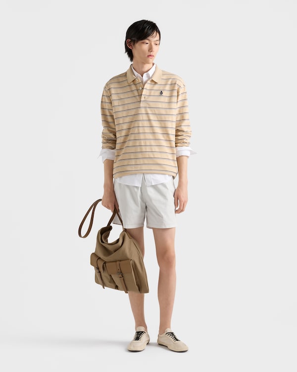 Prada Route 帆布和皮革单肩包 - 卡其色 Prada Route 帆布和皮革单肩包 - 卡其色