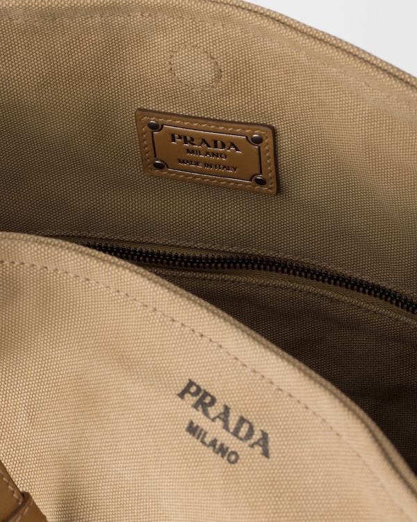 Prada Route 帆布和皮革单肩包 - 卡其色 Prada Route 帆布和皮革单肩包 - 卡其色