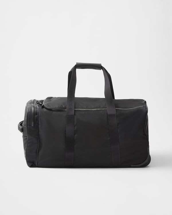 Re-Nylon and Saffiano leather trolley - Black Re-Nylon and Saffiano leather trolley - Black