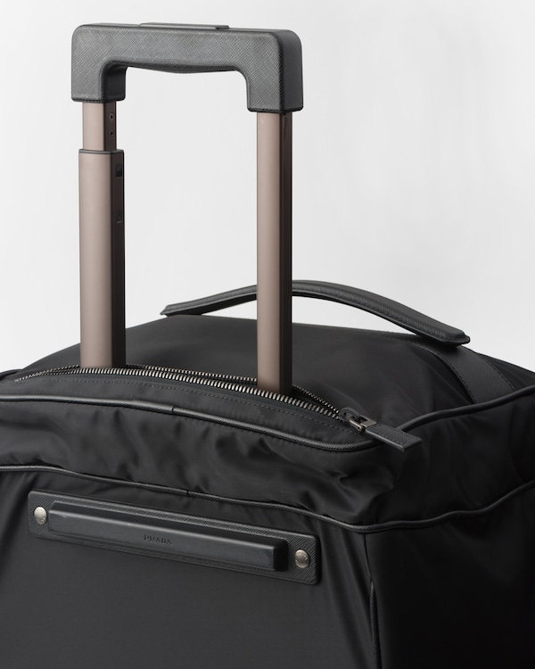 Re-Nylon and Saffiano leather trolley - Black Re-Nylon and Saffiano leather trolley - Black