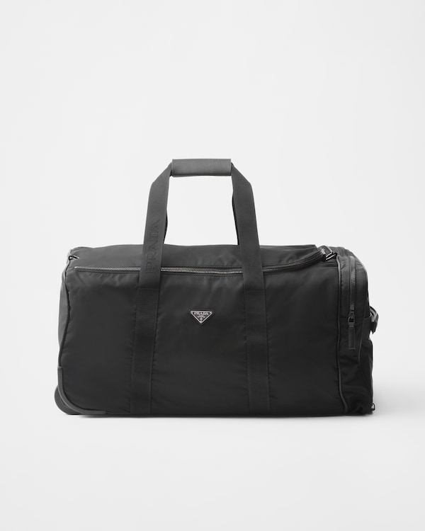 Re-Nylon and Saffiano leather trolley - Black Re-Nylon and Saffiano leather trolley - Black