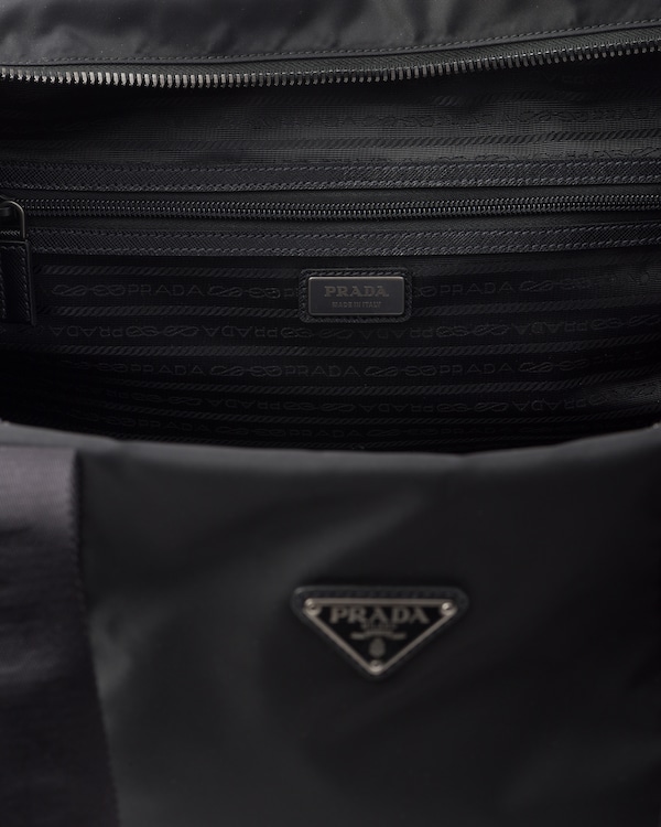 Re-Nylon and Saffiano leather trolley - Black Re-Nylon and Saffiano leather trolley - Black