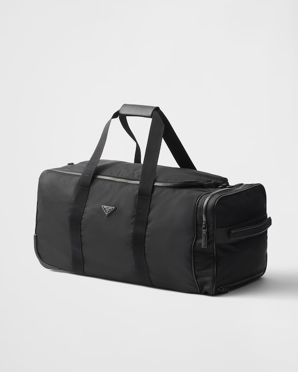 Re-Nylon and Saffiano leather trolley - Black Re-Nylon and Saffiano leather trolley - Black
