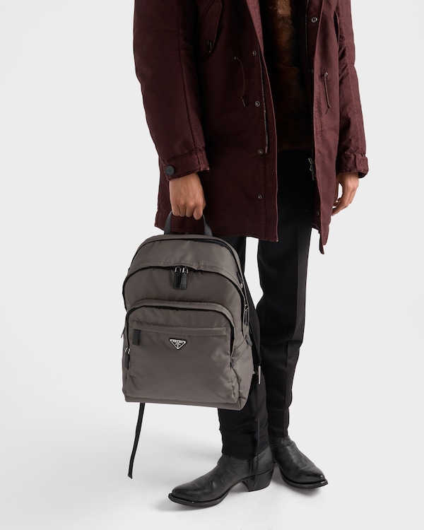 Re-Nylon and Saffiano leather backpack - Forest Green Re-Nylon and Saffiano leather backpack - Forest Green