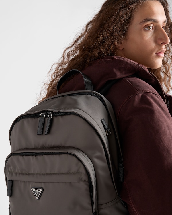 Re-Nylon and Saffiano leather backpack - Forest Green Re-Nylon and Saffiano leather backpack - Forest Green