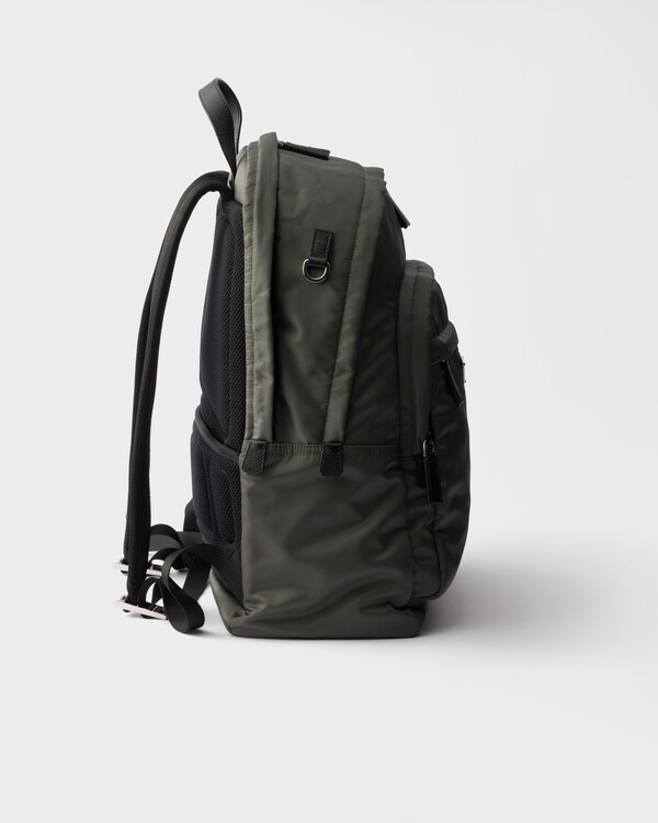 Re-Nylon and Saffiano leather backpack - Forest Green Re-Nylon and Saffiano leather backpack - Forest Green