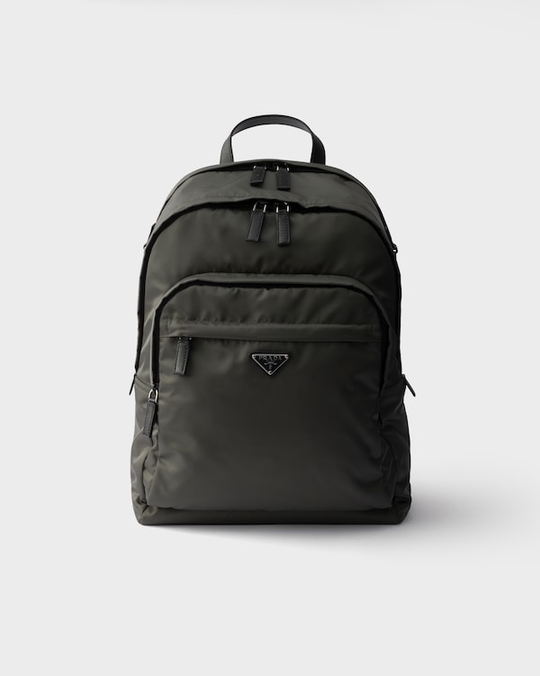 Re-Nylon and Saffiano leather backpack - Forest Green Re-Nylon and Saffiano leather backpack - Forest Green
