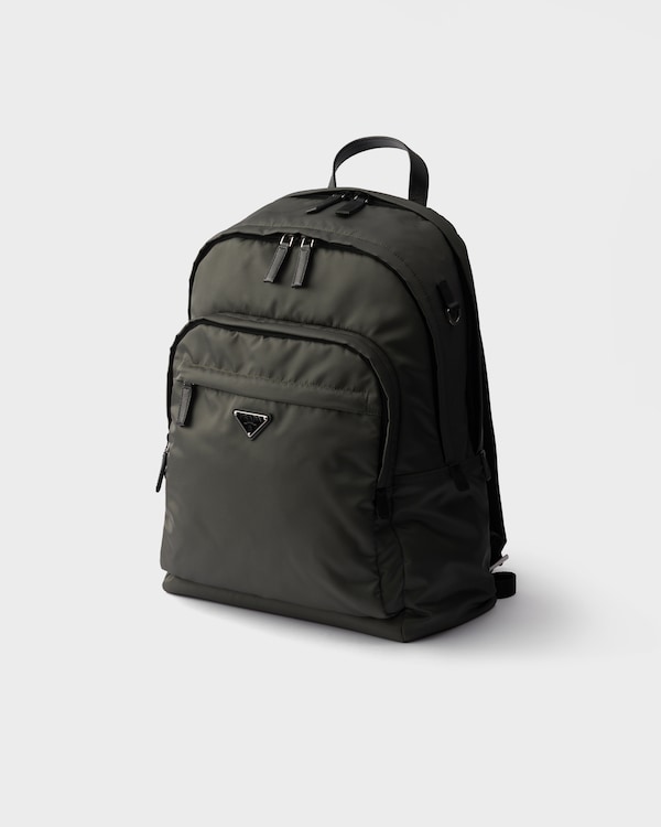 Re-Nylon and Saffiano leather backpack - Forest Green Re-Nylon and Saffiano leather backpack - Forest Green