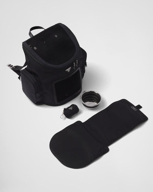 Re-Nylon and Saffiano leather pet bag - Black Re-Nylon and Saffiano leather pet bag - Black
