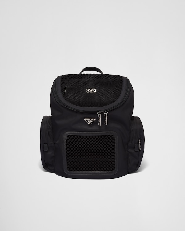 Re-Nylon and Saffiano leather pet bag - Black Re-Nylon and Saffiano leather pet bag - Black