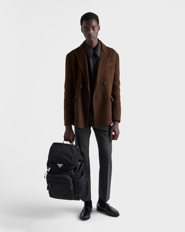 Re-Nylon and Saffiano leather backpack - Black Re-Nylon and Saffiano leather backpack - Black
