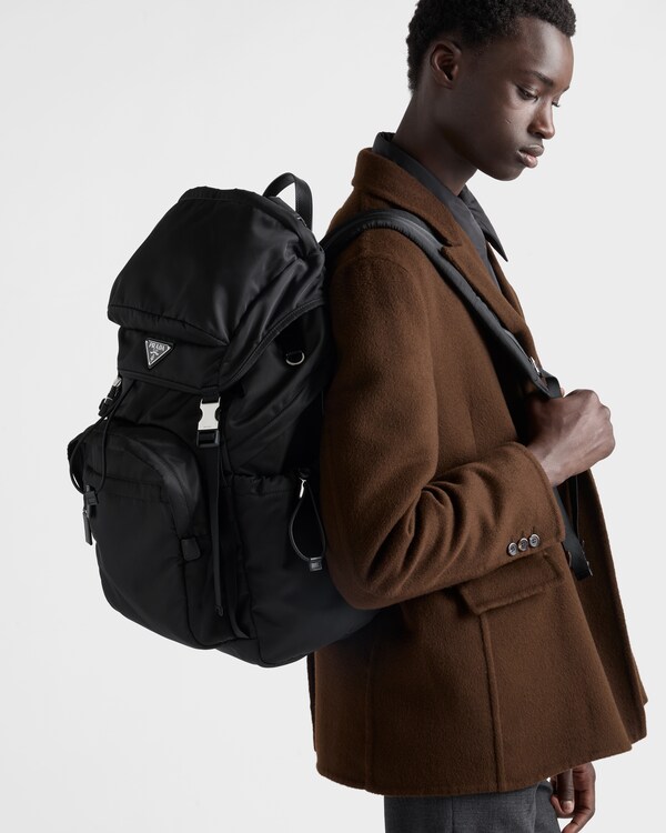 Re-Nylon and Saffiano leather backpack - Black Re-Nylon and Saffiano leather backpack - Black