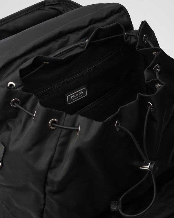 Re-Nylon and Saffiano leather backpack - Black Re-Nylon and Saffiano leather backpack - Black