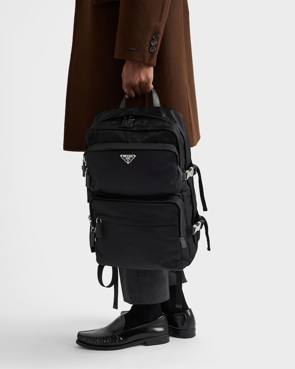 Re-Nylon and Saffiano leather backpack - Black Re-Nylon and Saffiano leather backpack - Black