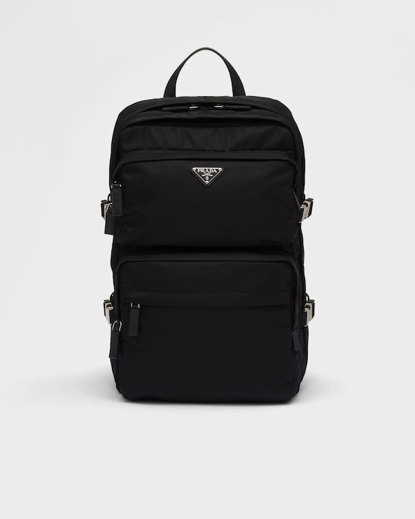 Re-Nylon and Saffiano leather backpack - Black Re-Nylon and Saffiano leather backpack - Black