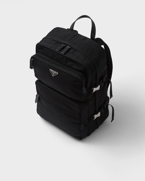 Re-Nylon and Saffiano leather backpack - Black Re-Nylon and Saffiano leather backpack - Black