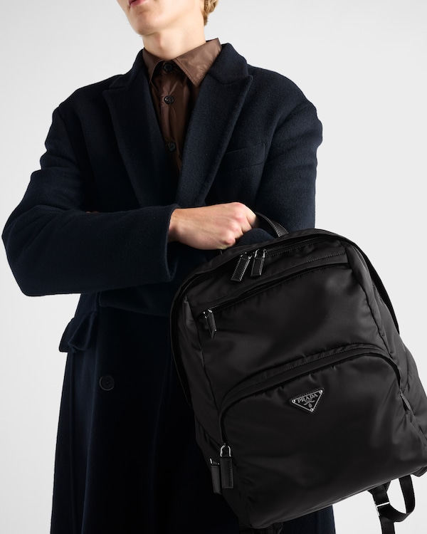 Re-Nylon and Saffiano leather backpack - Black Re-Nylon and Saffiano leather backpack - Black