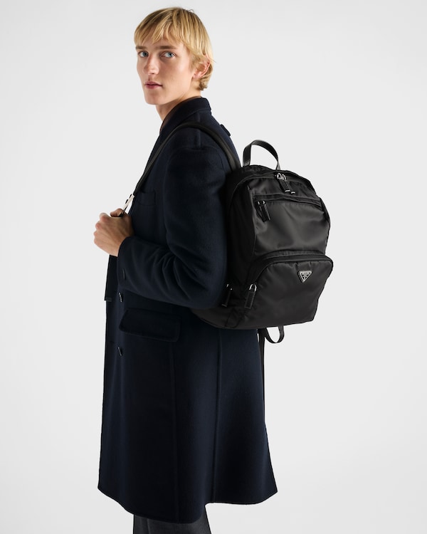Re-Nylon and Saffiano leather backpack - Black Re-Nylon and Saffiano leather backpack - Black