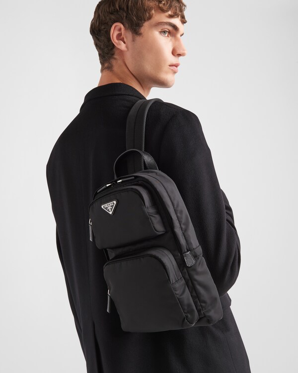 Re-Nylon and Saffiano leather backpack - Black Re-Nylon and Saffiano leather backpack - Black