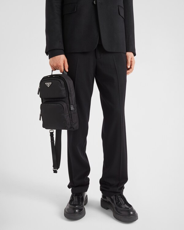 Re-Nylon and Saffiano leather backpack - Black Re-Nylon and Saffiano leather backpack - Black