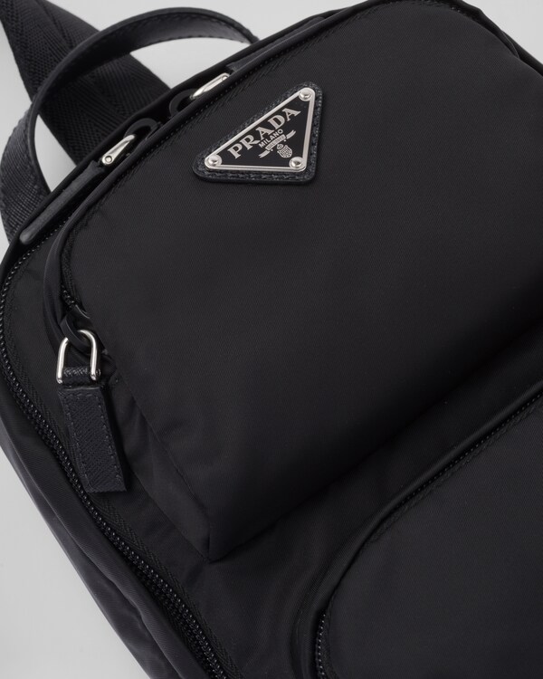 Re-Nylon and Saffiano leather backpack - Black Re-Nylon and Saffiano leather backpack - Black