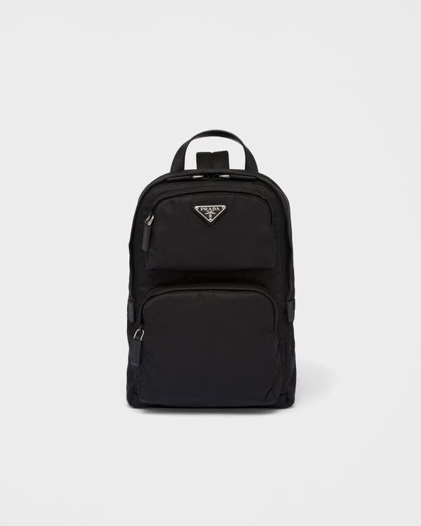 Re-Nylon and Saffiano leather backpack - Black Re-Nylon and Saffiano leather backpack - Black