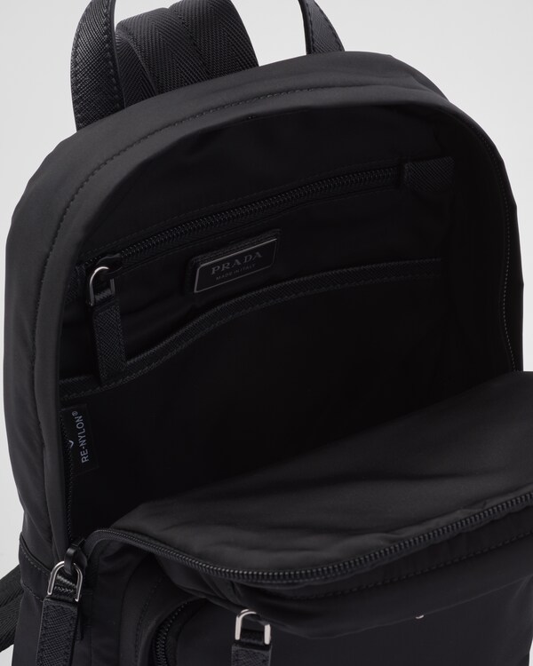 Re-Nylon and Saffiano leather backpack - Black Re-Nylon and Saffiano leather backpack - Black